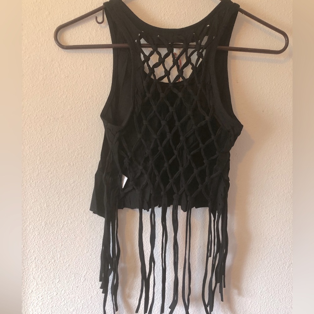 Raga Tank with t-shirt fringe and cross crossed back size XS New!